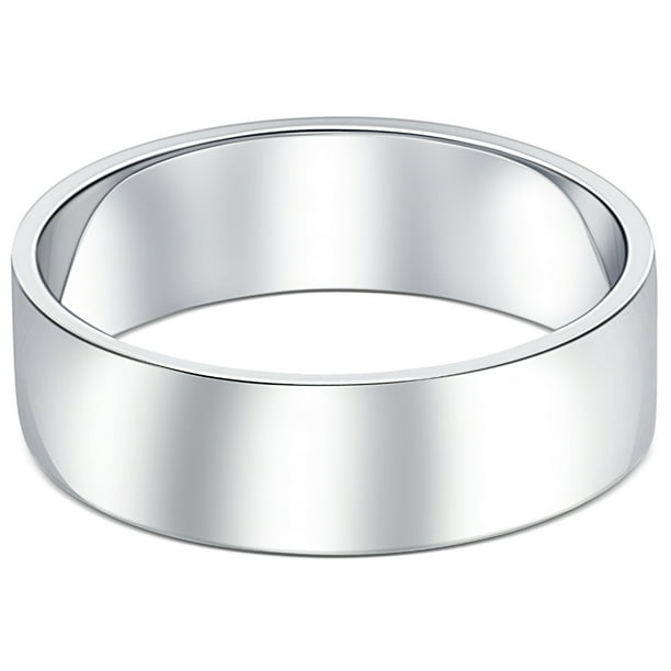 Solid 10k White Gold 6mm Flat with Step Edge Wedding Band Solid 10k White Gold 6mm Flat with Step Edge Wedding Band